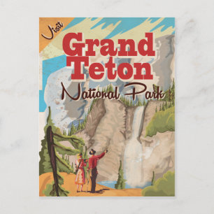 Postal Póster de viaje vintage del parque nacional Grant 