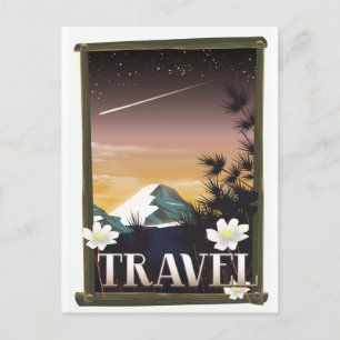Postal Póster de viaje vintage edición Night Mountain