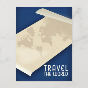Postal Póster de viaje vintage estilo viajar por el mundo