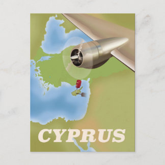 Postal Póster de viaje vintage mapa de Chipre