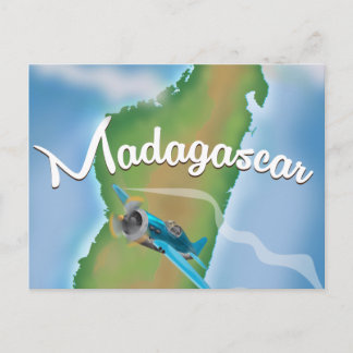 Postal Póster de viaje vintage Mapa de Madagascar.