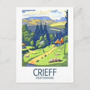 Postal Póster de viaje vintage para Crieff en Escocia