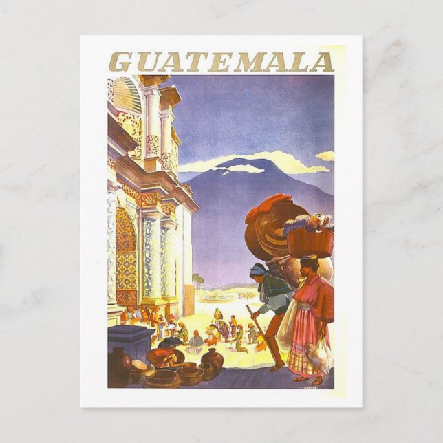 Postal Póster de viaje vintage para Guatemala (Anverso)