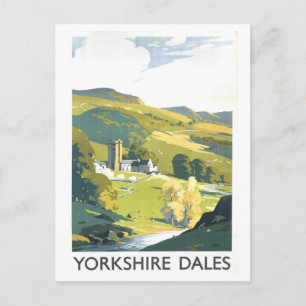Postal Póster de viaje vintage para Yorkshire Dales