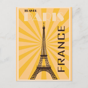 Postal Póster de viaje vintage París Francia Torre Eiffel