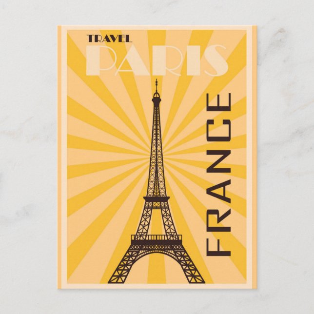 Postal Póster de viaje vintage París Francia Torre Eiffel (Anverso)
