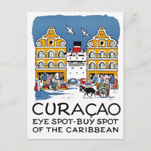 Postal Póster de viaje vintage restaurado de Curazao