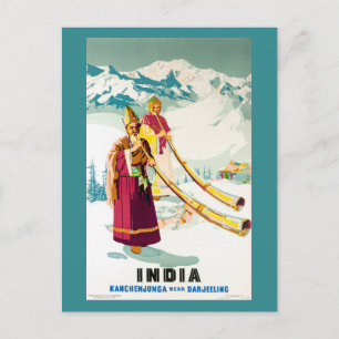 Postal Póster de viaje vintage restaurado Kanchenjunga In