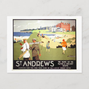 Postal Póster de viaje vintage St. Andrews Escocia