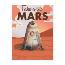Póster de viaje vintage Toma un viaje a Marte.