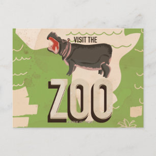 Postal Póster de viaje vintage Visita el zoológico