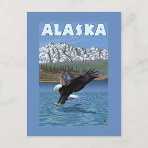 Postal Poster de viajes Alaska Bald Eagle Vintage