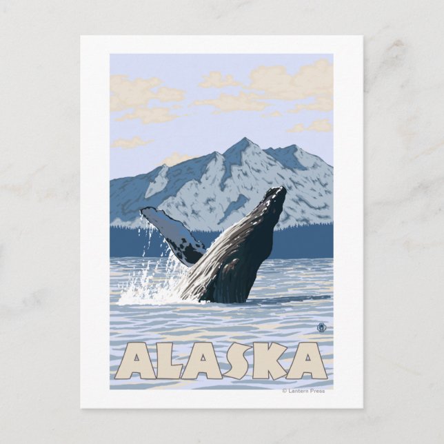 Postal Poster de viajes Alaska Humpback Whale Vintage (Anverso)