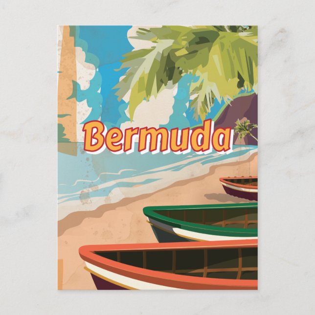 Postal Poster de viajes Bermuda Vintage (Anverso)