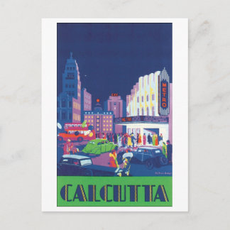 Postal Poster de Viajes Calcutta Vintage