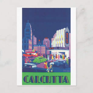 Postal Poster de Viajes Calcutta Vintage