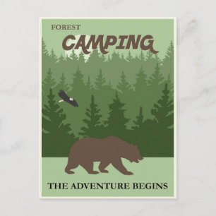 Postal Poster de viajes Camping Vintage