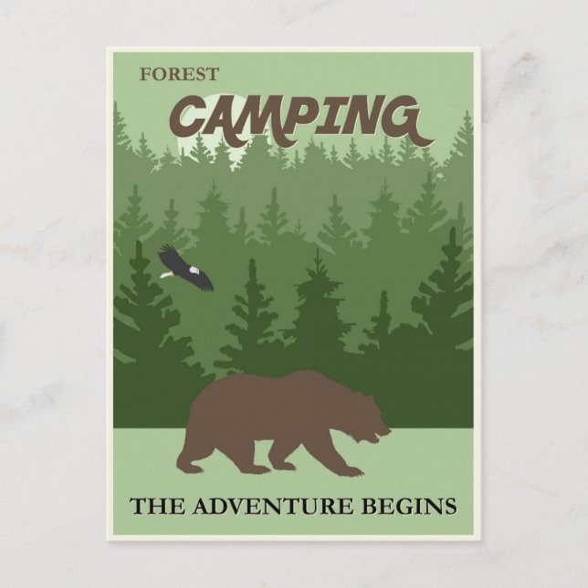 Postal Poster de viajes Camping Vintage (Anverso)