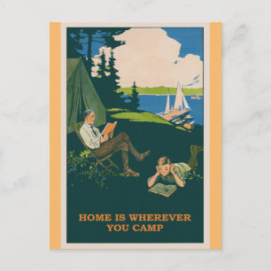 Postal Poster de viajes Camping Vintage