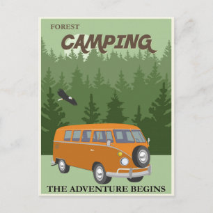 Postal Poster de viajes Camping Vintage