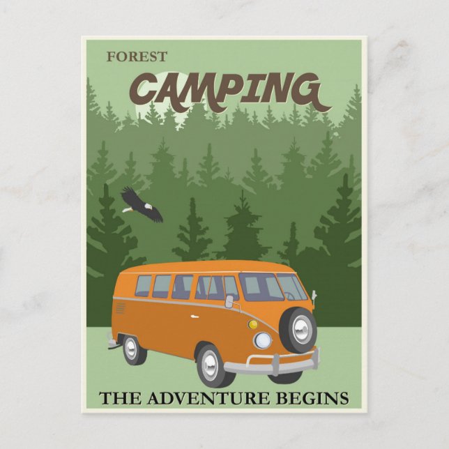 Postal Poster de viajes Camping Vintage (Anverso)