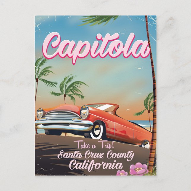 Postal Poster de viajes Capitola California Vintage (Anverso)