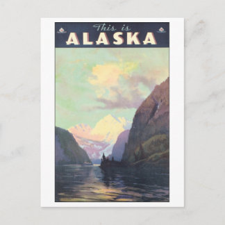Postal Poster de Viajes de Alaska Vintage