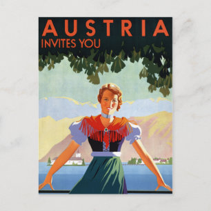 Postal Poster de Viajes de Austria Vintage