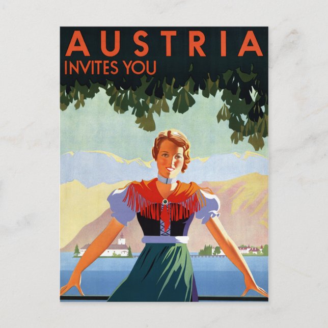 Postal Poster de Viajes de Austria Vintage (Anverso)