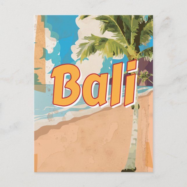 Postal Poster de viajes de Bali Vintage (Anverso)