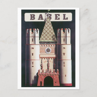 Postal Poster de viajes de Basilea Vintage