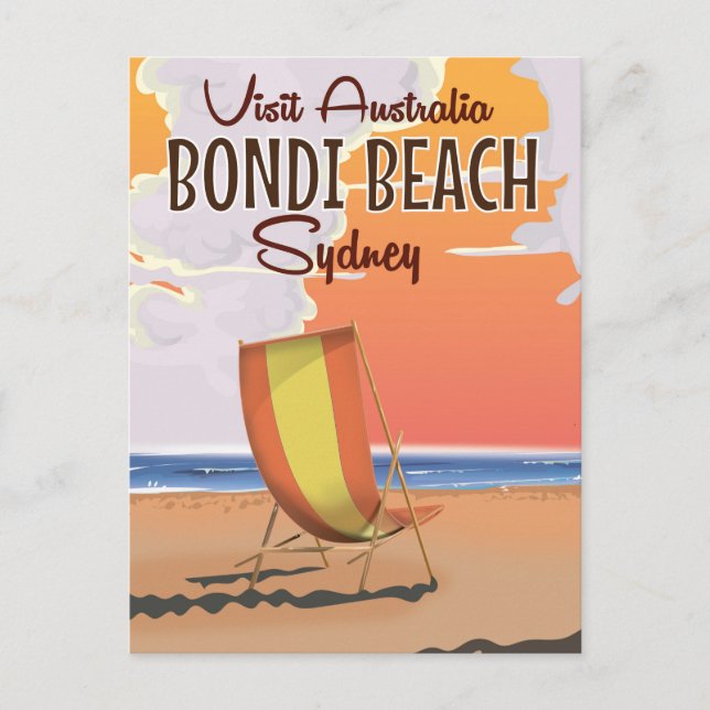 Postal Poster de Viajes de Bondi Beach (Anverso)