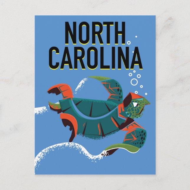 Postal Poster de Viajes de Carolina del Norte. (Anverso)