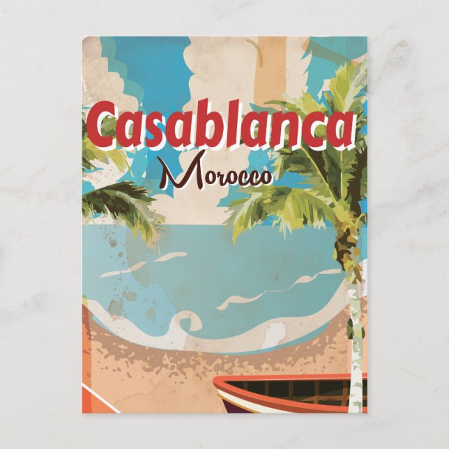 Postal Poster de Viajes de Casablanca Vintage (Anverso)