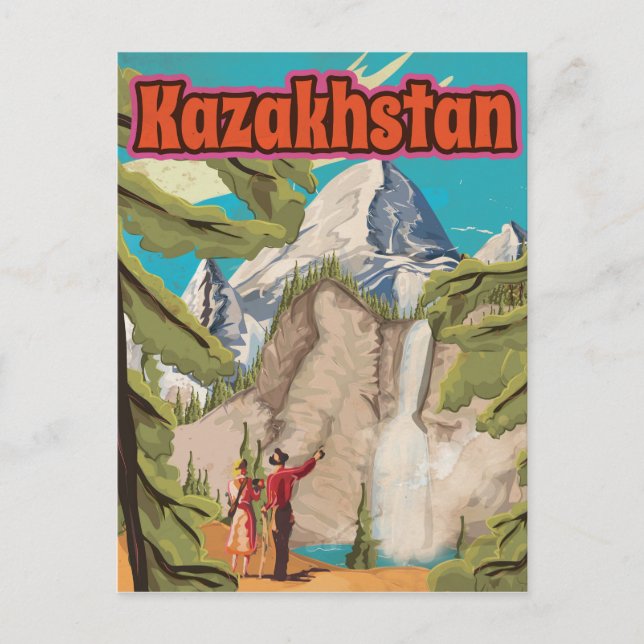 Postal Poster de viajes de cosecha kazaja (Anverso)