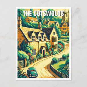 Postal Poster de Viajes de Cotswolds Village Vintage