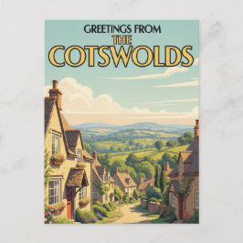 Postal Poster de Viajes de Cotswolds Village Vintage