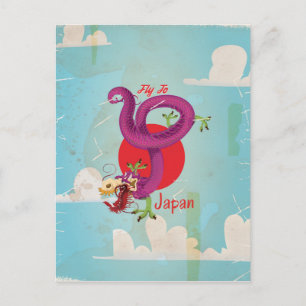 Postal Poster de Viajes de Dragon Vintage de Japón
