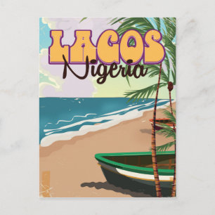 Postal Poster de viajes de época de Lagos, Nigeria