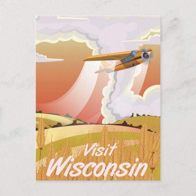 Postal Poster de viajes de época de Wisconsin (Anverso)