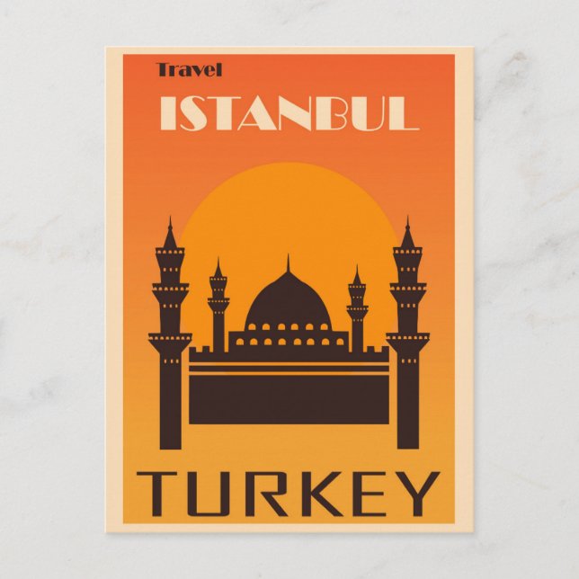 Postal Poster de Viajes de Estambul Turquía (Anverso)