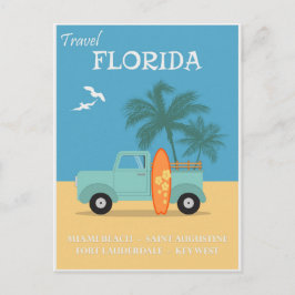 Postal Poster de Viajes de Florida Beach Vintage