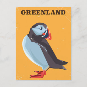 Postal Poster de viajes de Greenland Puffin