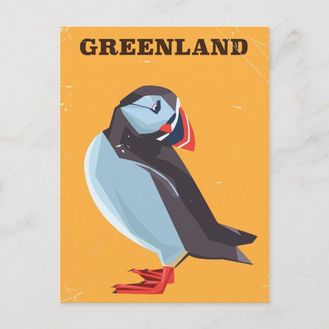 Postal Poster de viajes de Greenland Puffin (Anverso)