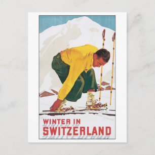 Postal Poster de Viajes de Invierno en Suiza