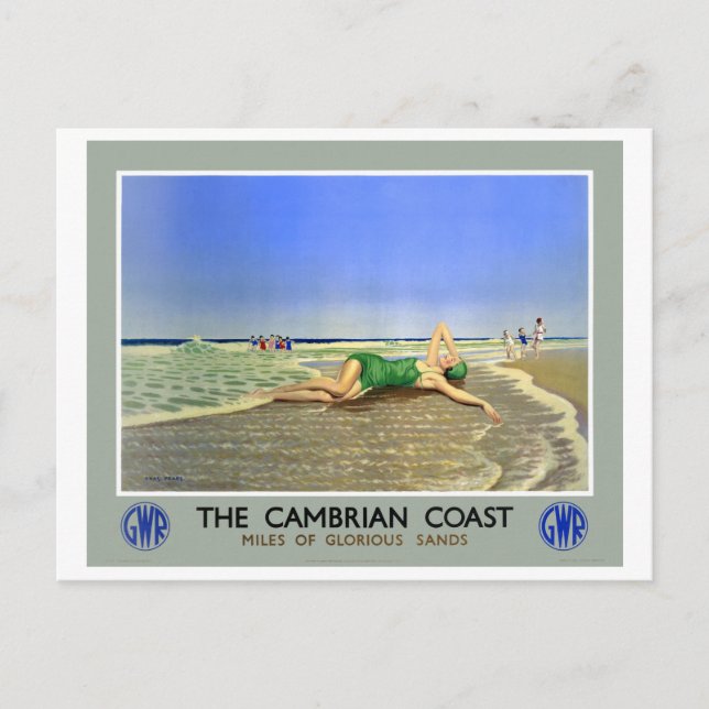 Postal Poster de Viajes de la Costa Cambriana de Inglater (Anverso)