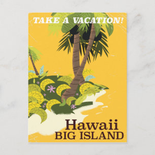Postal Poster de viajes de la gran isla de Hawái