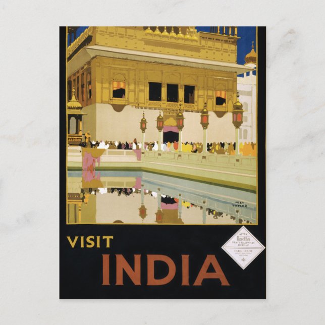 Postal Poster de viajes de la India restaurado (Anverso)