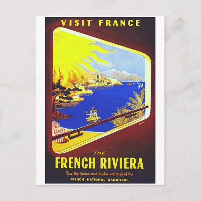 Postal Poster de Viajes de la Riviera Francesa (Anverso)