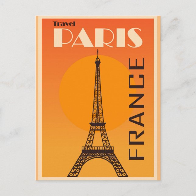 Postal Poster de Viajes de la Torre Eiffel de París (Anverso)